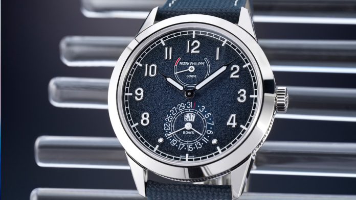 Patek Philippe Calatrava, Calatrava 8 Días 5328G-001, alta relojería suiza, reloj de ocho días de reserva de marcha, complicaciones cotidianas, Pulsomax Silinvar, guilloché Clous de Paris, reloj de oro blanco.